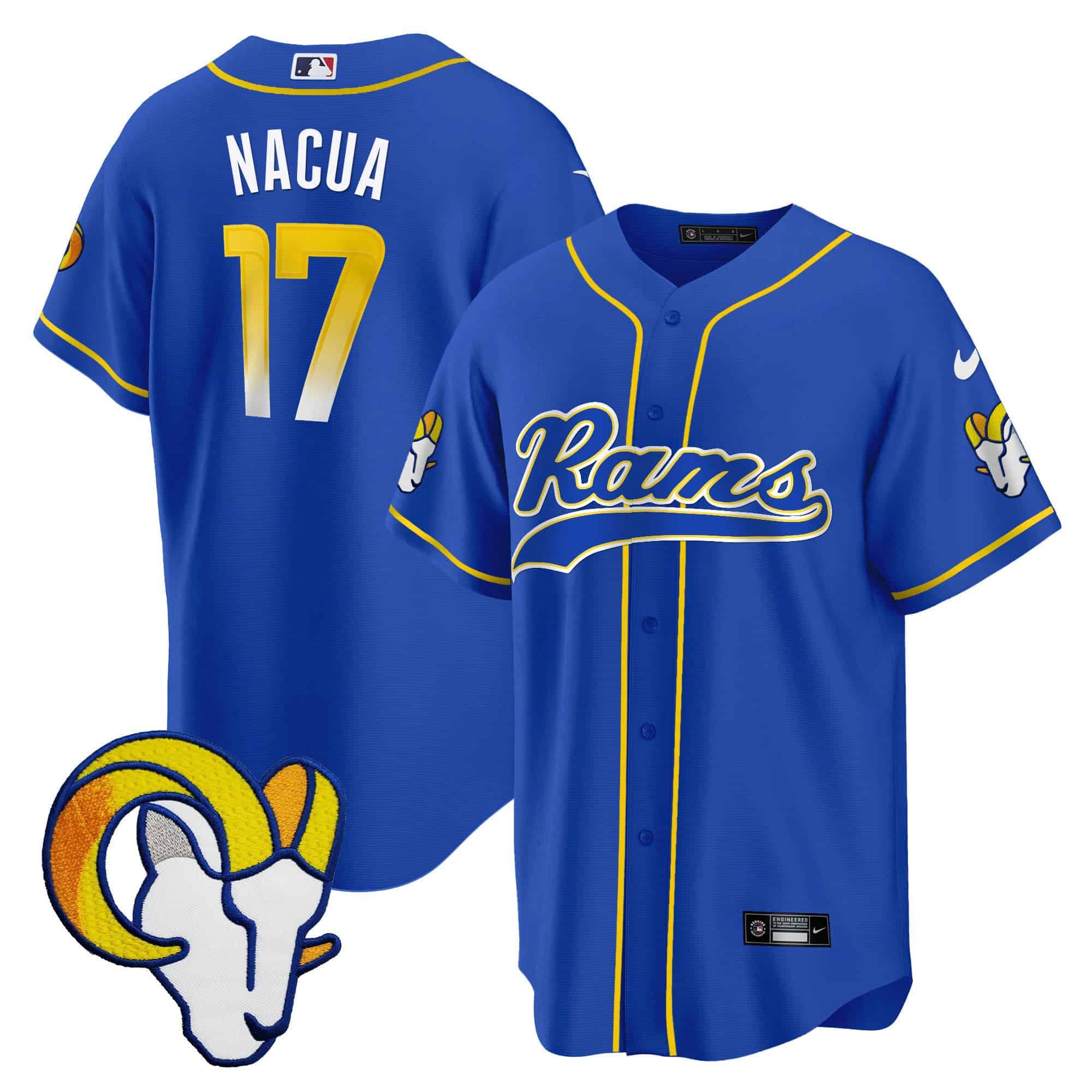 Men Los Angeles Rams #17 Nacua Blue 2024 Nike Baseball NFL Jersey style 1